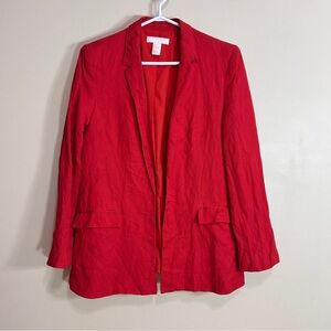 Red Open-Front Blazer Jacket